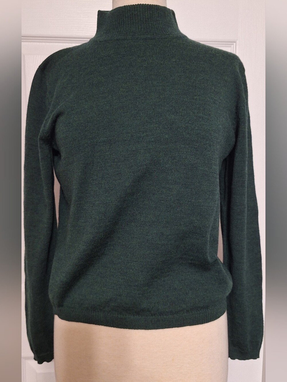 Pendleton 100% Merino Wool Knit Mock Neck Pullover Sweater Emerald Green size M